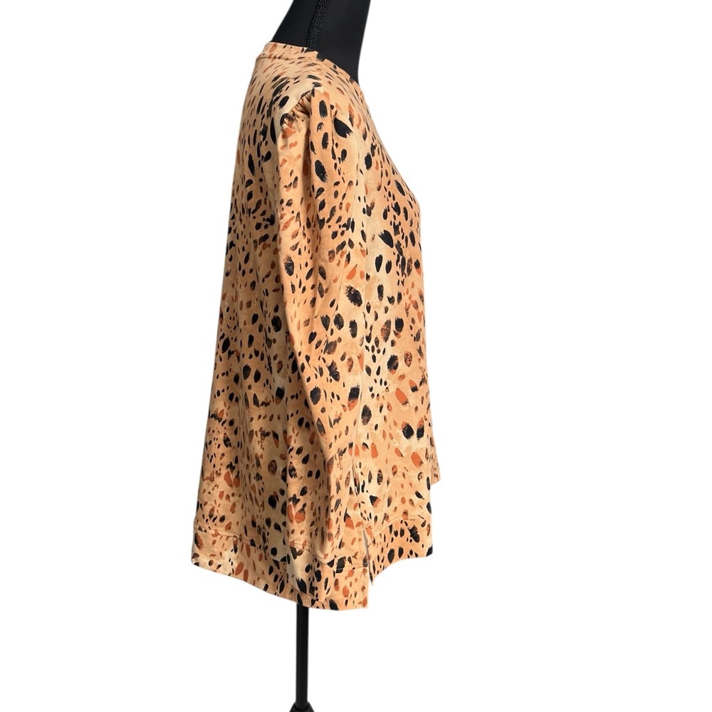 LOGO by Lori Goldstein Lounge Leopard Print Tunic Top Puff Sleeve Women’s S - Picture 4 of 9